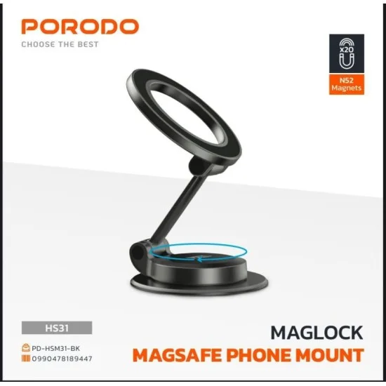 Porodo Maglock Magsafe Phone Mount - Black